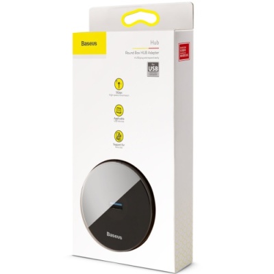 usb hub baseus round box hub (usb3.0 to usb3.0*1+usb2.0*3) (cahub-u01) 1m black 