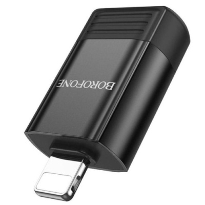 перехідник borofone bv18 lightning male - usb 2.0 female (чорний) 