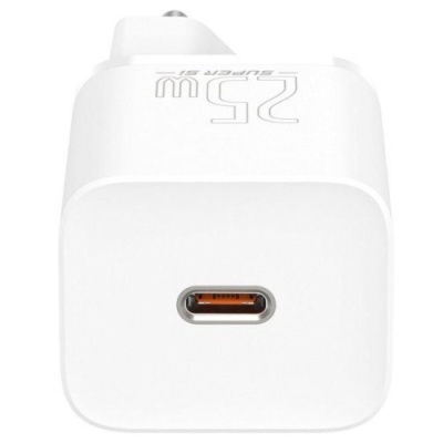 мережевий зарядний пристрій baseus super si (tzccsup-l02) 1type-c/25w/pd + (type-c - type-c) 1m (білий) 
