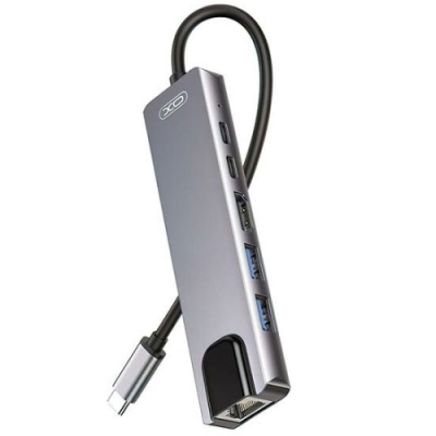 usb hub адаптер xo-hub013 2type-c/micro-sd/tf card/ hdm 6 in 1(чорний) 