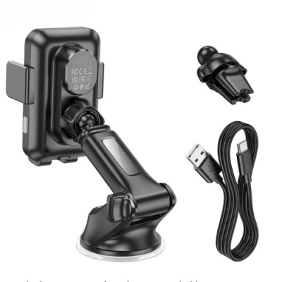 Автотримач Hoco HW9 Climber з безпровідний зарядним пристроєм (Чорний)