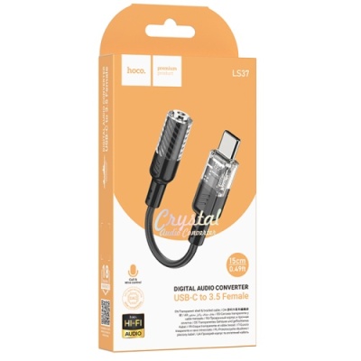 перехідник hoco ls37 type-c - aux (3.5mm)(female) (чорний) 