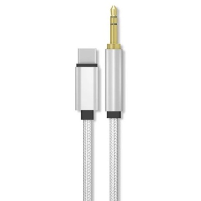 кабель aux skydolphin sr12 braided wire type-c(male) - 3.5mm(male) 1m (білий) 