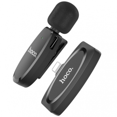 мікрофон петличний бездротовий hoco l15 lightning (чорний) 
