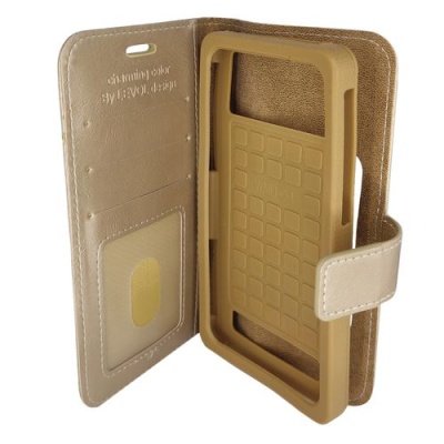 Купить чохол-книжка універсальна levol шкірзам. з магнітом 4.8-5.1 (золотий) онлайн