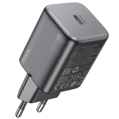 мережевий зарядний пристрій hoco n40 mighty 1type-c/20w/pd (чорний) 