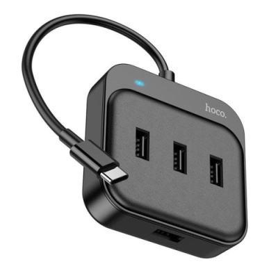 usb hub hoco hb31 easy 4-in-1 converter (type-c to usb2.0*4) 0,2m. black 