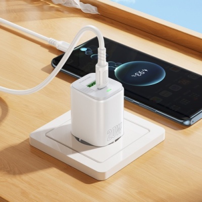 мережевий зарядний пристрій borofone bas83a pd20w + qc3.0 (1usb/1type-c/3a) + type-c - type-c (білий) 