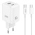мережевий зарядний пристрій xo ce36 gan 1usb/18w/qc3.0 + 1type-c/45w/pd + (type-c - type-c) (бiлий) 