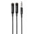 кабель aux earldom et-aux201 3.5m(male) -  2*3.5mm(female) 0.4м black 