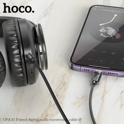 кабель aux hoco upa30 3.5mm(male) - lightning(male) 1m (чорний) 