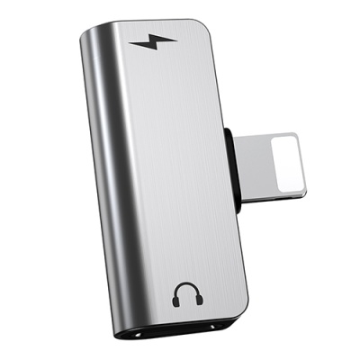 перехідник hoco ls24 lightning - (lightning audio+lightning charge) (сталевий) 