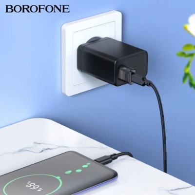 перехідник borofone bv18 usb 2.0 male - type-c female (чорний) 5v-3a max 