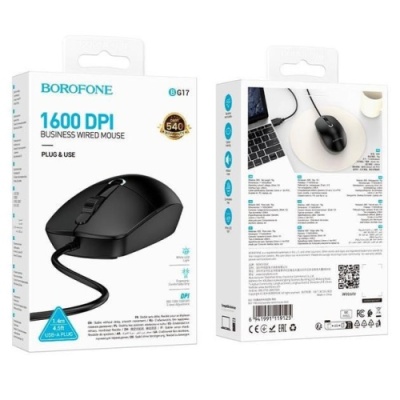 мишка дротова borofone bg17 (чорний) 