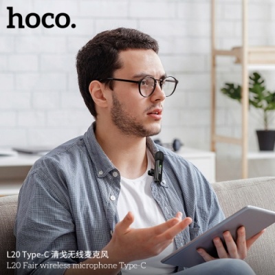 мікрофон петличний бездротовий hoco l20 type-c (чорний) 