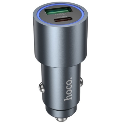 Автомобільний Зарядний Пристрій Hoco Z60 1USB/18W/QC3.0 + 1Type-C/30W/PD (Сірий)