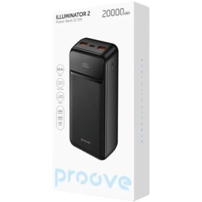 додаткова батарея power bank proove illuminator 2 pd20w+qc3.0 22.5w 20000mah (black) 