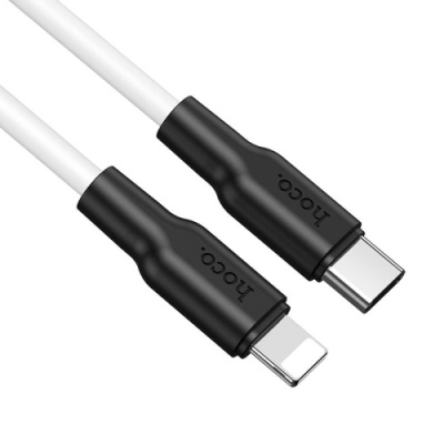 кабель hoco x21 plus silicone (pd) type-c - lightning 20w/3.0a/1m (чорно-білий) 