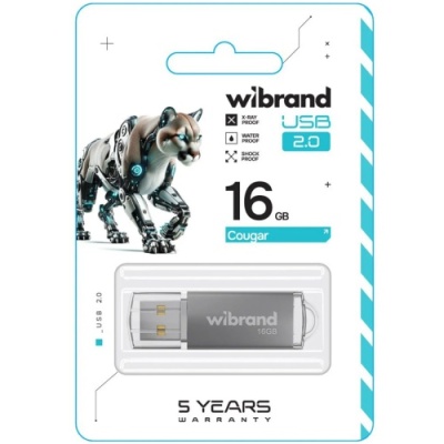 usb флеш-накопичувач wibrand 16gb cougar (срібло) 