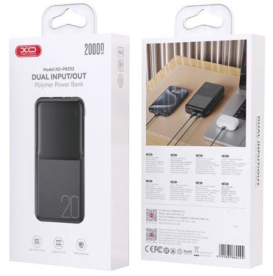 додаткова батарея power bank xo pr252 20000 mah (чорний) 