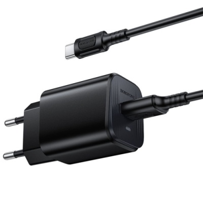 мережевий зарядний пристрій borofone bas82a qc3.0 (1usb/3a) + usb - type-c (чорний) 