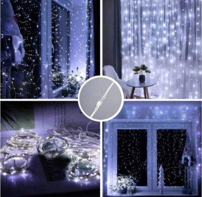гірлянда № 5 штора-роса 3*2м (холодний білий/usb/пульт) 