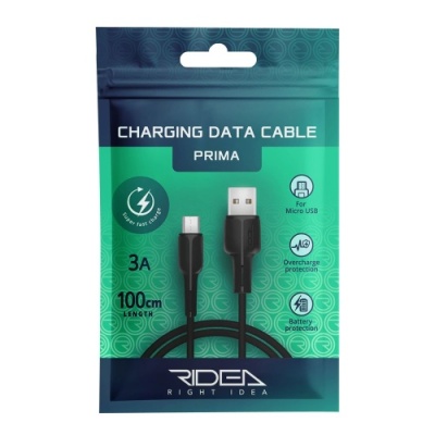 кабель ridea rc-m112 fila usb - microusb 3a/1m (чорний) 