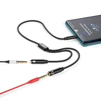розгалужувач aux xo nb-r197 3.5mm male to audio + microphone 0.23m (чорний) 