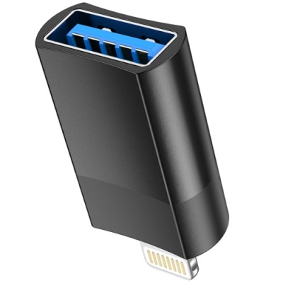 перехідник hoco ua17 usb female to lightning male usb2.0 otg adapter black 