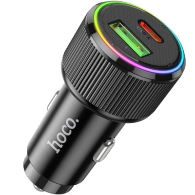 Автомобільний Зарядний Пристрій Hoco NZ14A 1USB/18W/QC3.0 + 1Type-C/20W/PD (Чорний)