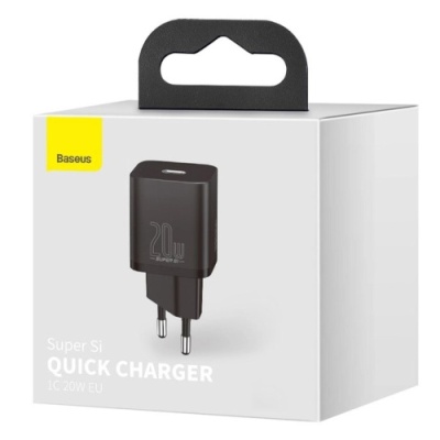мережевий зарядний пристрій baseus super si (ccsup-b01) 1type-c/20w/pd (чорний) 