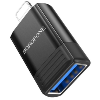 перехідник borofone bv18 lightning male - usb 2.0 female (чорний) 