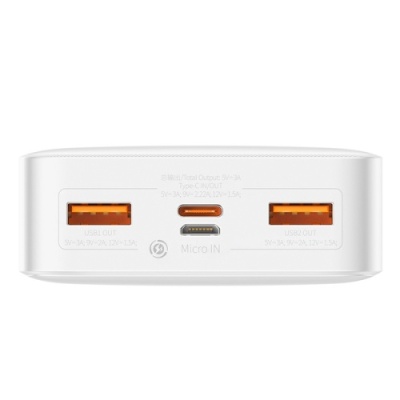 додаткова батарея power bank baseus bipow digital display 20w 20000mah white (ppbd050302) 