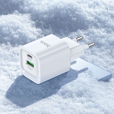 мережевий зарядний пристрій hoco c147a 1usb/18w/qc3.0 + 1type-c/20w/pd (бiлий) 