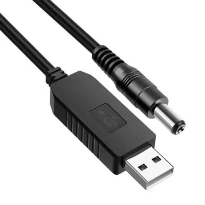 usb кабель із перетворювачем напруги з 5v на 9v (5.5 х 2.1 мм) dc для роутера (чорний) 