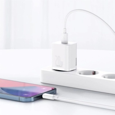 мережевий зарядний пристрій baseus super si (ccsup-b02) 1type-c/20w/pd (білий) 