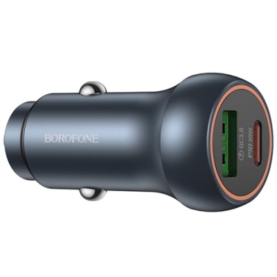 Автомобільний Зарядний Пристрій Borofone BZ32B 48W 1Type-C/30W/PD + 1USB/18W/QC3.0  (Сірий)
