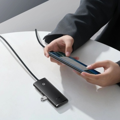 usb hub baseus lite series 4-port (usb-a to usb 3.0*4) (wkqx030201) 2m (чорний) 