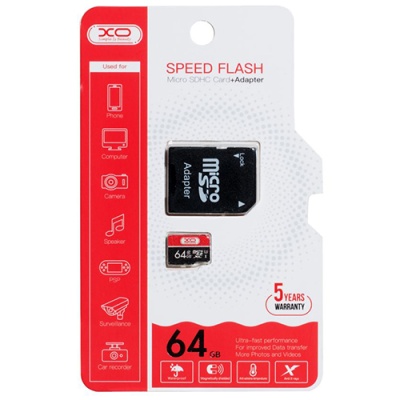 карта пам'яті xo microsdhc 64gb (чорно-червоний) 