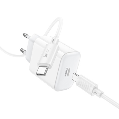 мережевий зарядний пристрій hoco c76a pro 1type-c/30w/qc3.0/pd + (type-c - type-c) (білий) 