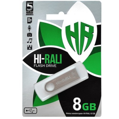 usb флеш-накопичувач hi-rali shuttle 8gb (сталевий) 