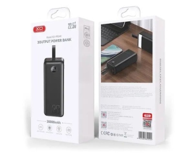 додаткова батарея power bank xo pr240 pd20w+qc3.0 22.5w 30000 mah (чорний) 