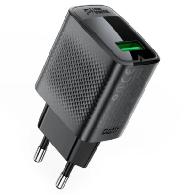 мережевий зарядний пристрій acefast a90 qc 3.0 (1usb/3a/18w) (чорний) 