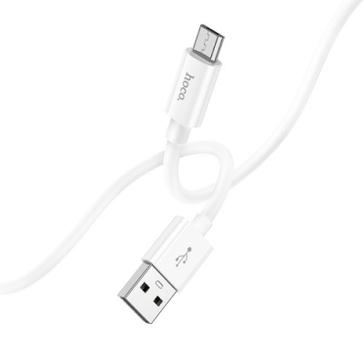 кабель hoco x87 magic silicone usb - microusb 2.4a/1m (білий) 