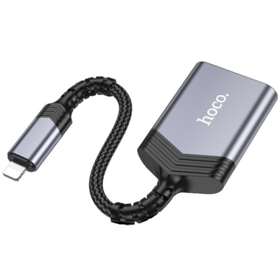 картрідер hoco ua25 2-in-1 card reader lightning (сiрий) 