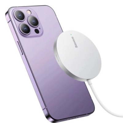 безпровідний зарядний пристрій baseus simple mini 3 magnetic 15w (ccjj040012) (срібний) 