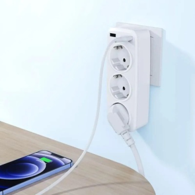 мережевий подовжувач xo wl-08 eu 3ac+2usb (білий) 