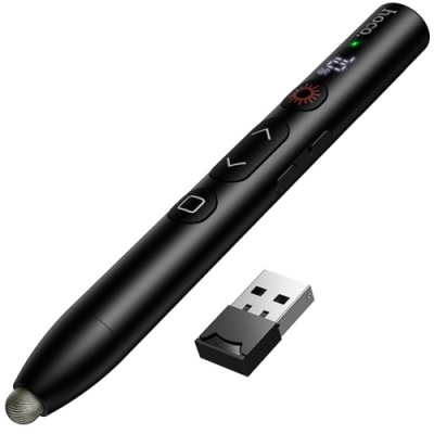 презентер із лазерною указкою hoco gm203 (бездротовий usb-приймач 2,4 ггц/стилус/lcd) (чорний) 