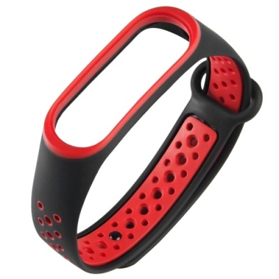 ремінець для xiaomi mi band 3/4 (sport) black/red 