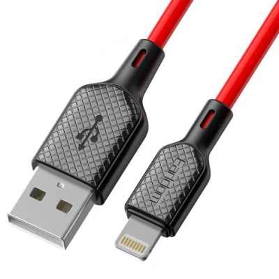 кабель earldom ec-154i soft silicone usb - lightning 3a/1m (червоний) 